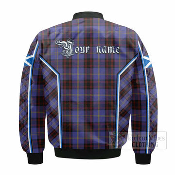 Rutherford Tartan Crest Bomber Jacket Scotland Coat of Arm Flag Style