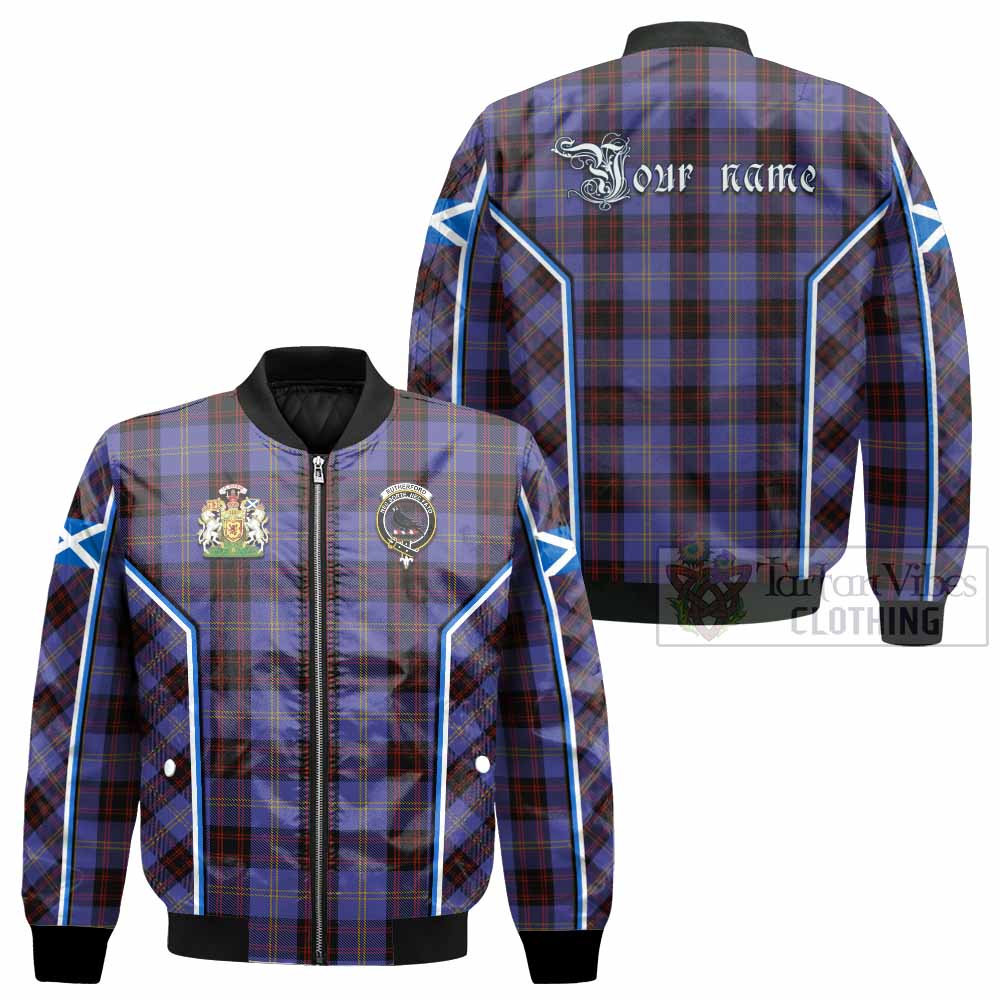 Rutherford Tartan Crest Bomber Jacket Scotland Coat of Arm Flag Style - Tartan Vibes Clothing