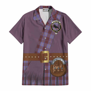 Rutherford Tartan Crest Cotton Hawaiian Shirt Kilt Costume Style