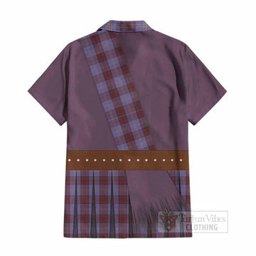 Rutherford Tartan Crest Cotton Hawaiian Shirt Kilt Costume Style