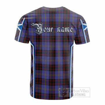Rutherford Tartan Crest Cotton T-shirt Scotland Coat of Arm Flag Style