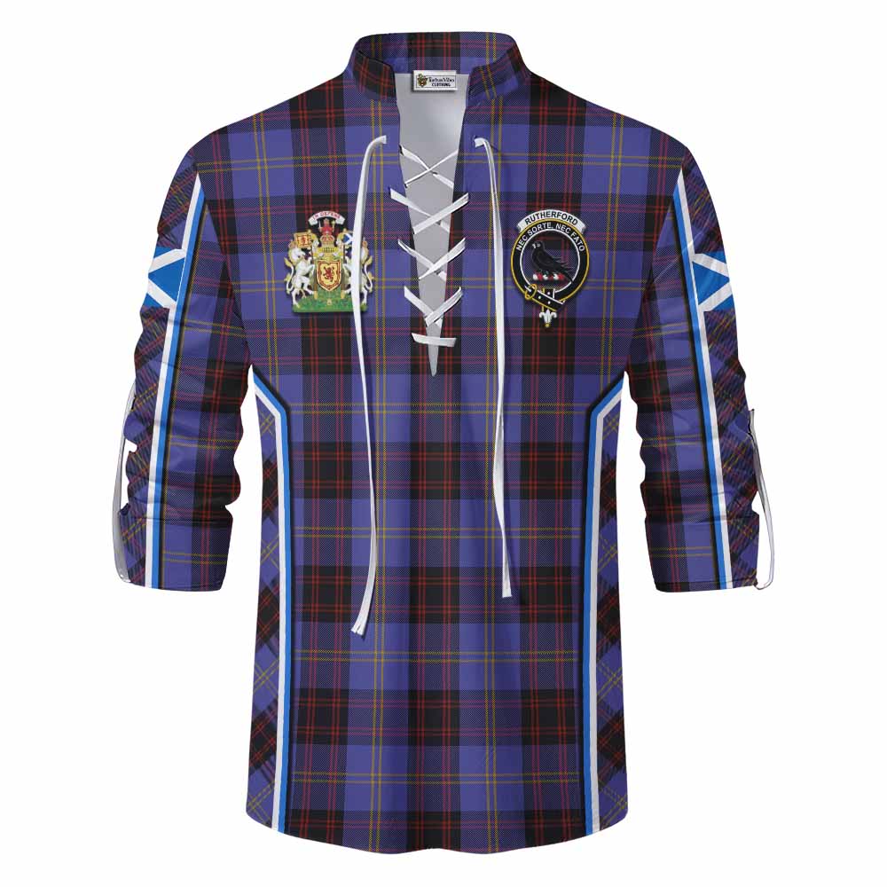 Rutherford Tartan Crest Ghillie Kilt Shirt Scotland Coat of Arm Flag Style - Tartan Vibes Clothing