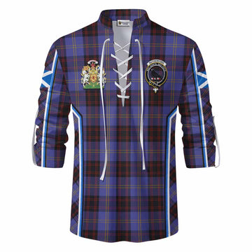 Rutherford Tartan Crest Ghillie Kilt Shirt Scotland Coat of Arm Flag Style