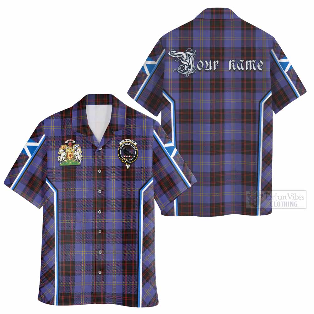 Rutherford Tartan Crest Hawaiian Shirt Scotland Coat of Arm Flag Style - Tartan Vibes Clothing