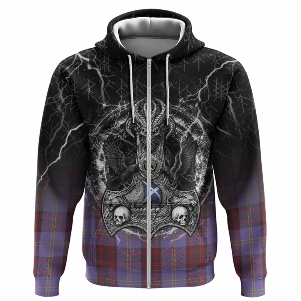 Rutherford Tartan Crest Hoodie Celtic Odin's Raven Legacy