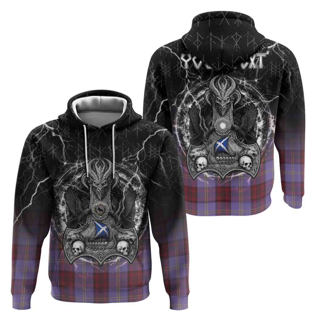 Rutherford Tartan Crest Hoodie Celtic Odin's Raven Legacy