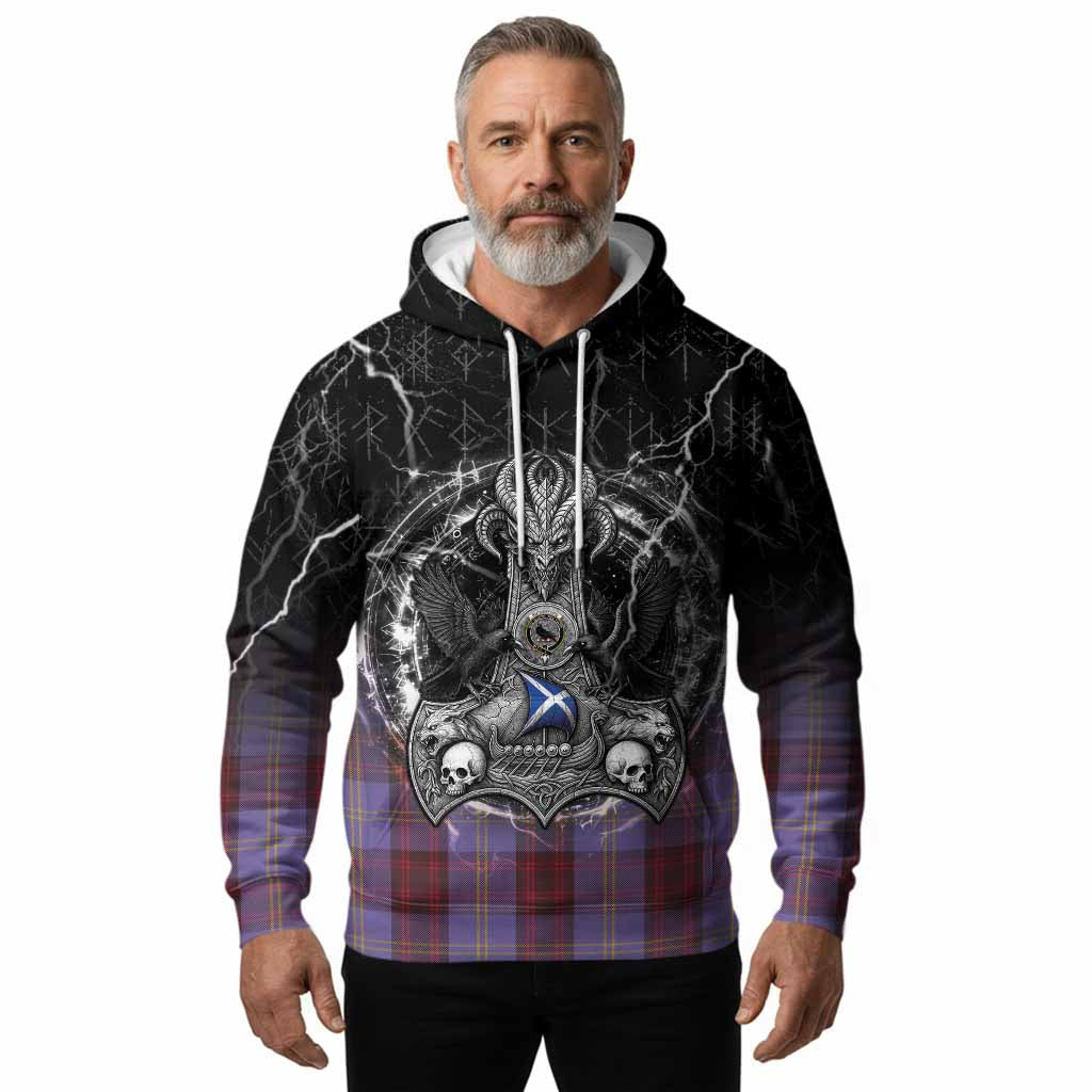 Rutherford Tartan Crest Hoodie Celtic Odin's Raven Legacy