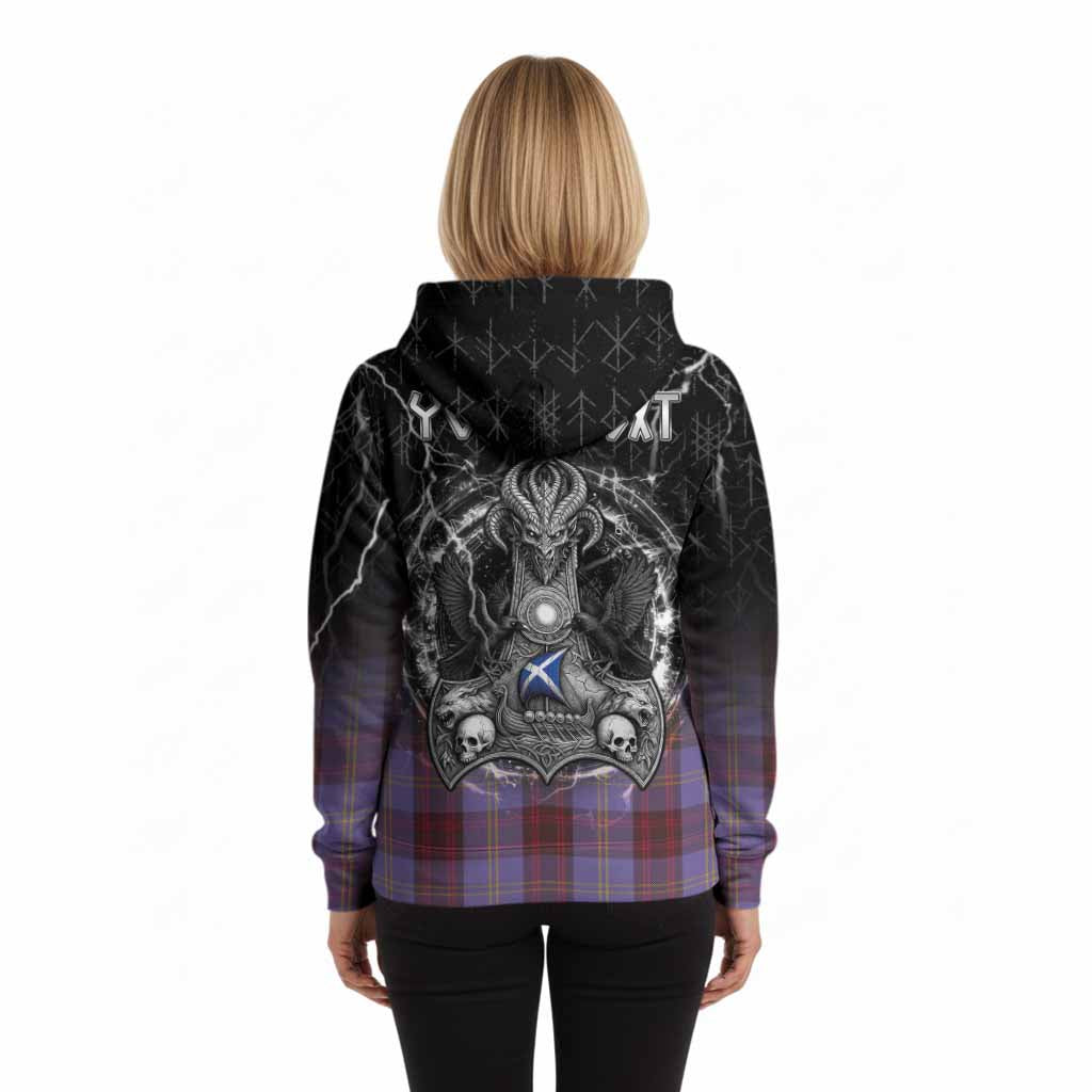 Rutherford Tartan Crest Hoodie Celtic Odin's Raven Legacy