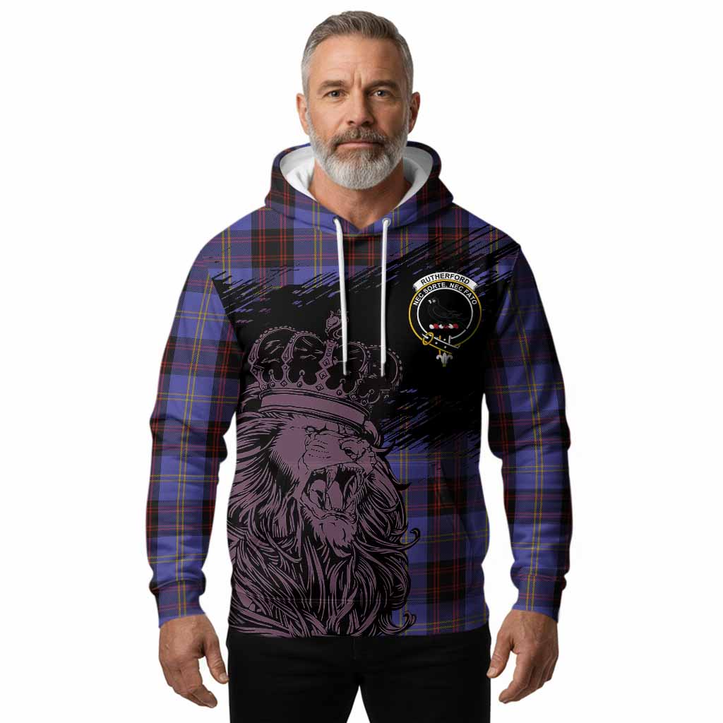 Rutherford Tartan Crest Hoodie Crowned Lion Heritage Style