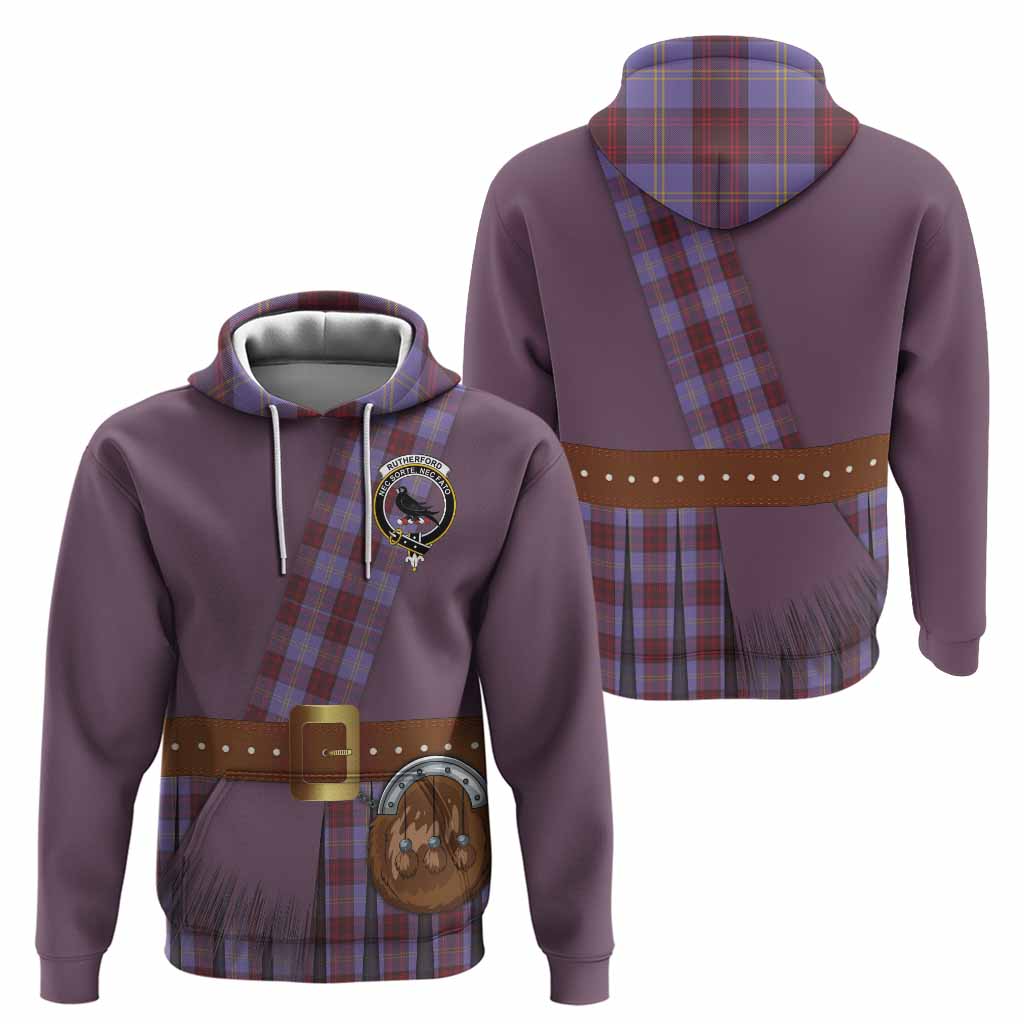 Rutherford Tartan Crest Hoodie Kilt Costume Style