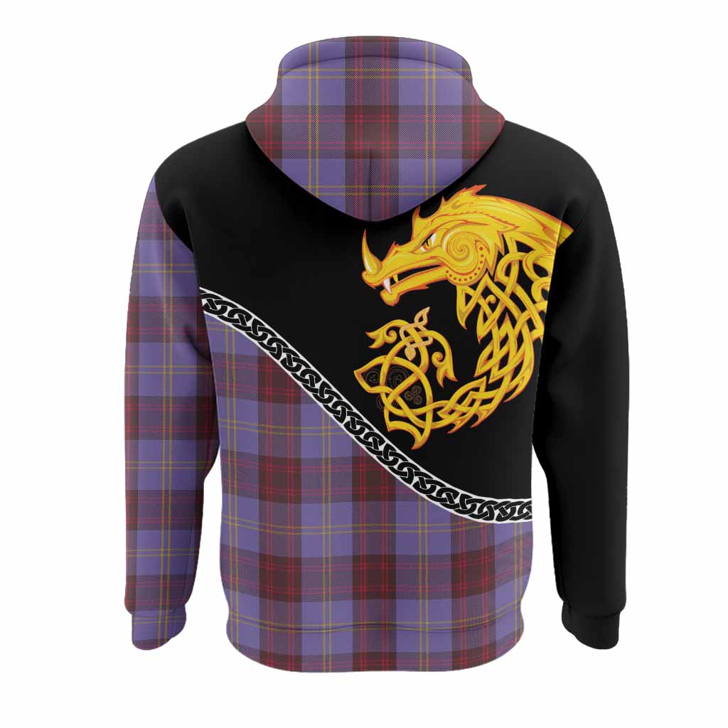 Rutherford Tartan Crest Hoodie Legendary Dragon Knot Half Style
