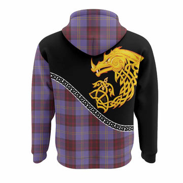 Rutherford Tartan Crest Hoodie Legendary Dragon Knot Half Style