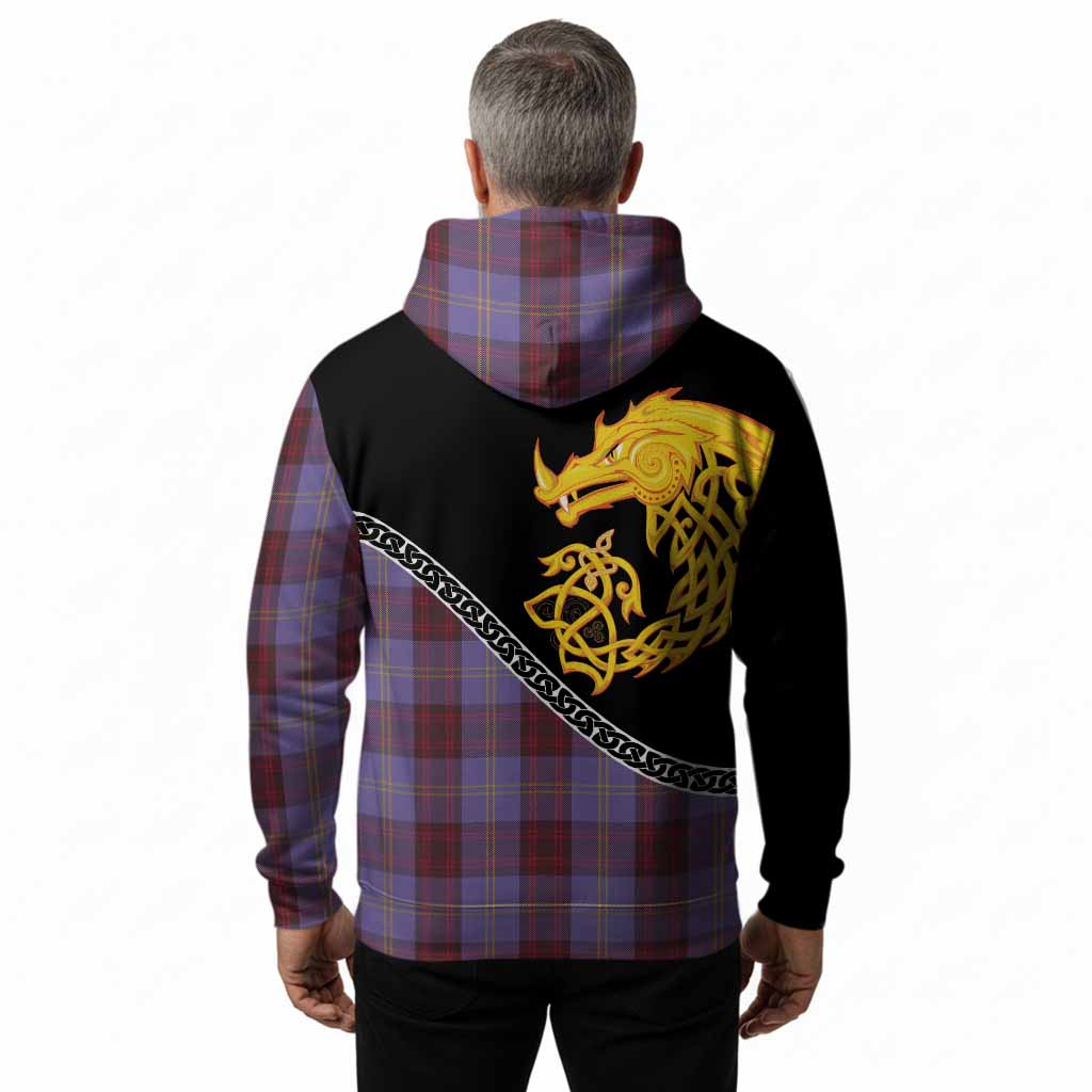 Rutherford Tartan Crest Hoodie Legendary Dragon Knot Half Style
