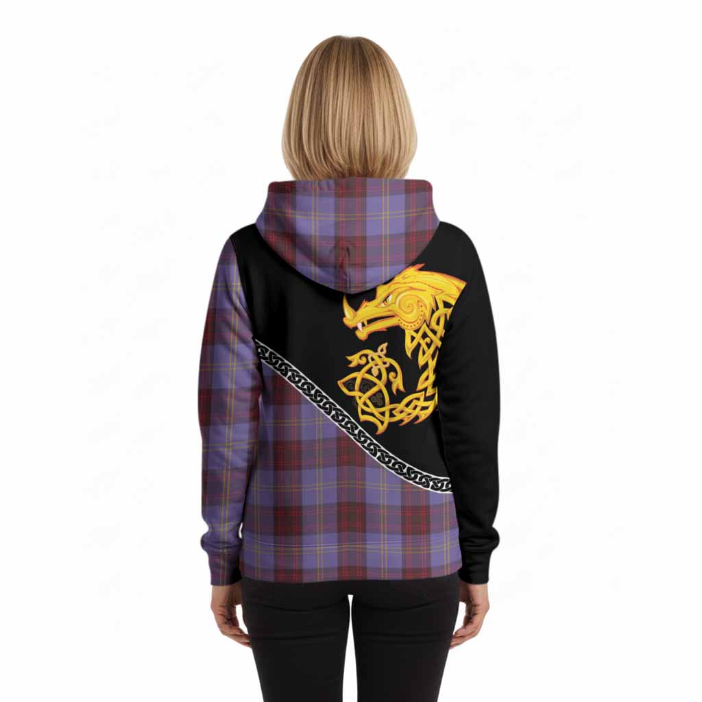 Rutherford Tartan Crest Hoodie Legendary Dragon Knot Half Style