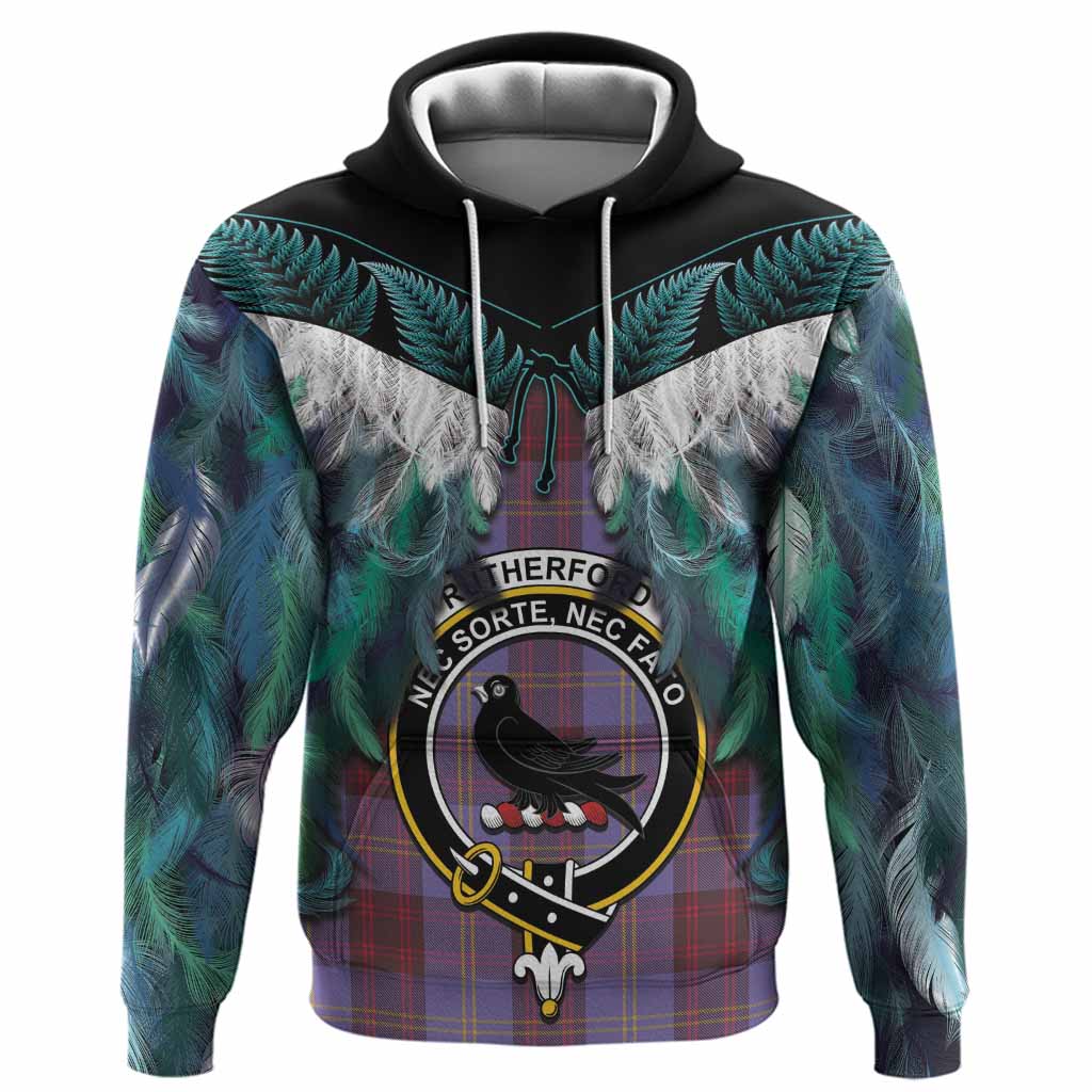 Rutherford Tartan Crest Hoodie New Zealand Maori Korowai Cloak