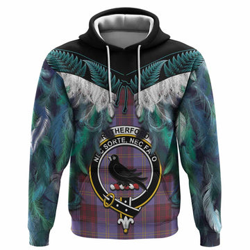 Rutherford Tartan Crest Hoodie New Zealand Maori Korowai Cloak