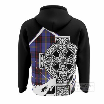 Rutherford Tartan Crest Hoodie Scottish Celtic Cross Heritage