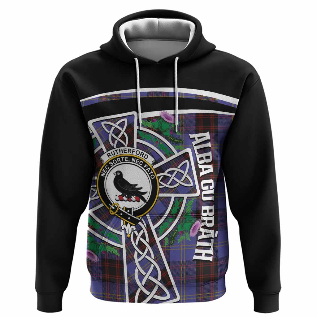 Rutherford Tartan Crest Hoodie Scottish Thistle Celtic Cross Alba Gu Brath