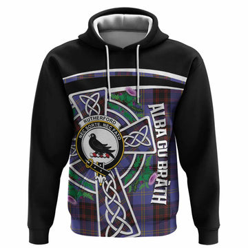 Rutherford Tartan Crest Hoodie Scottish Thistle Celtic Cross Alba Gu Brath