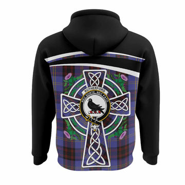 Rutherford Tartan Crest Hoodie Scottish Thistle Celtic Cross Alba Gu Brath
