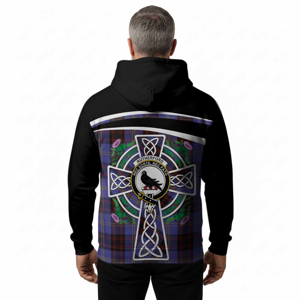 Rutherford Tartan Crest Hoodie Scottish Thistle Celtic Cross Alba Gu Brath