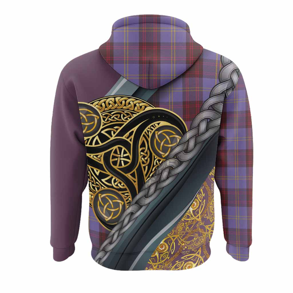 Rutherford Tartan Crest Hoodie Scottish Triskele Celtic