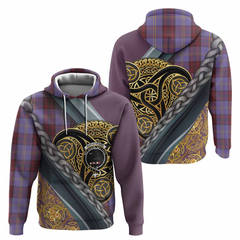Rutherford Tartan Crest Hoodie Scottish Triskele Celtic