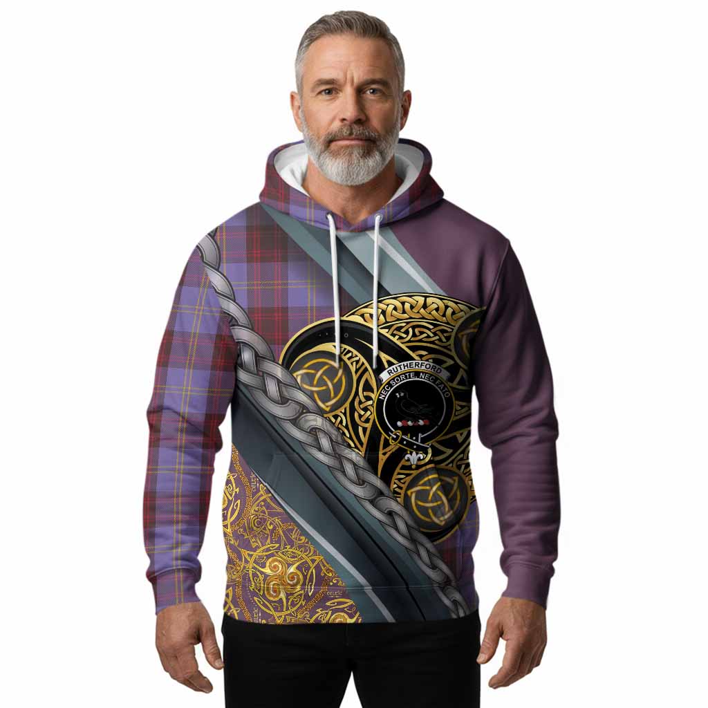Rutherford Tartan Crest Hoodie Scottish Triskele Celtic