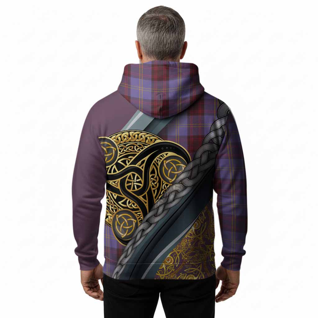 Rutherford Tartan Crest Hoodie Scottish Triskele Celtic
