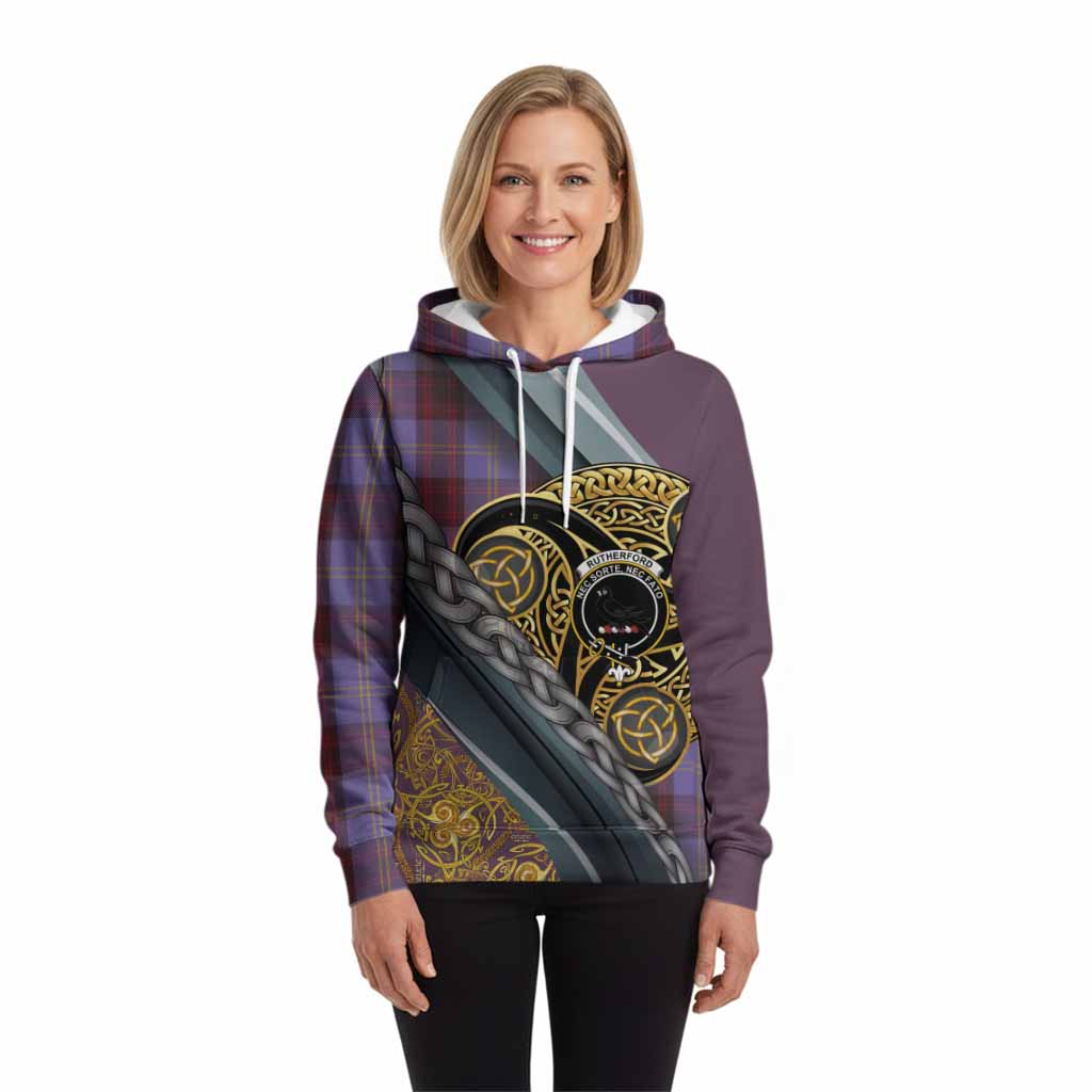 Rutherford Tartan Crest Hoodie Scottish Triskele Celtic