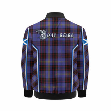 Rutherford Tartan Crest Kid Bomber Jacket Scotland Coat of Arm Flag Style - Tartan Vibes Clothing