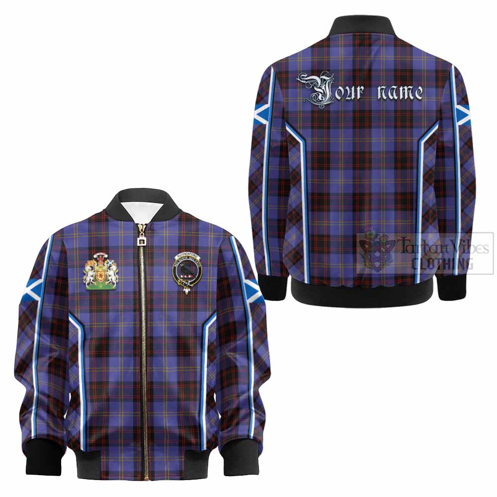 Rutherford Tartan Crest Kid Bomber Jacket Scotland Coat of Arm Flag Style - Tartan Vibes Clothing