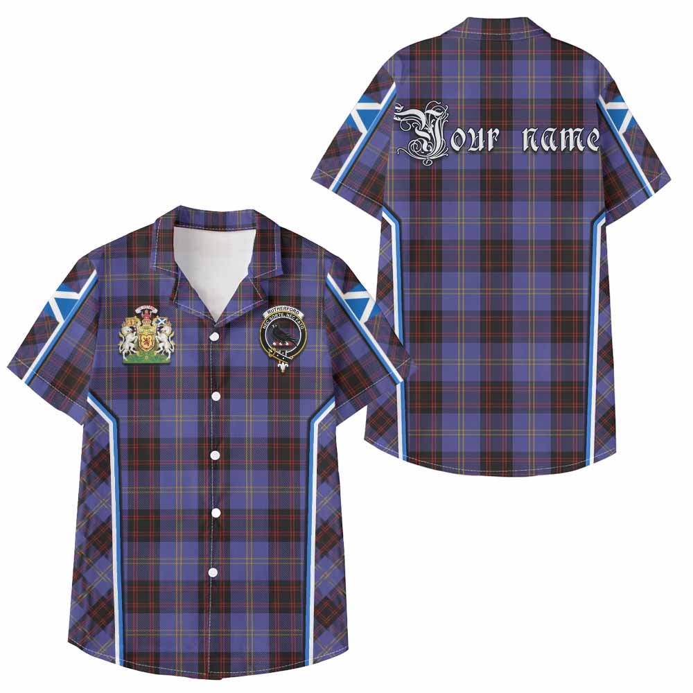 Rutherford Tartan Crest Kid Hawaiian Shirt Scotland Coat of Arm Flag Style - Tartan Vibes Clothing