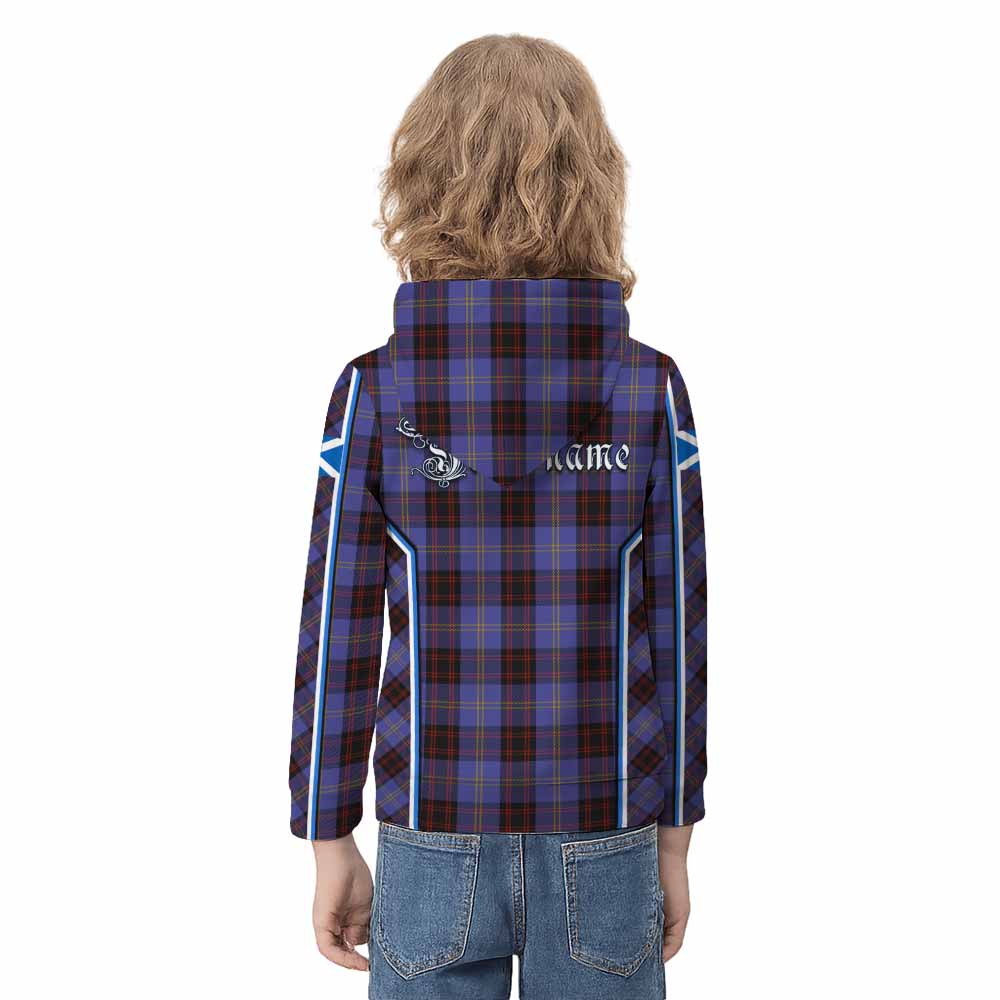 Rutherford Tartan Crest Kid Hoodie Scotland Coat of Arm Flag Style - Tartan Vibes Clothing