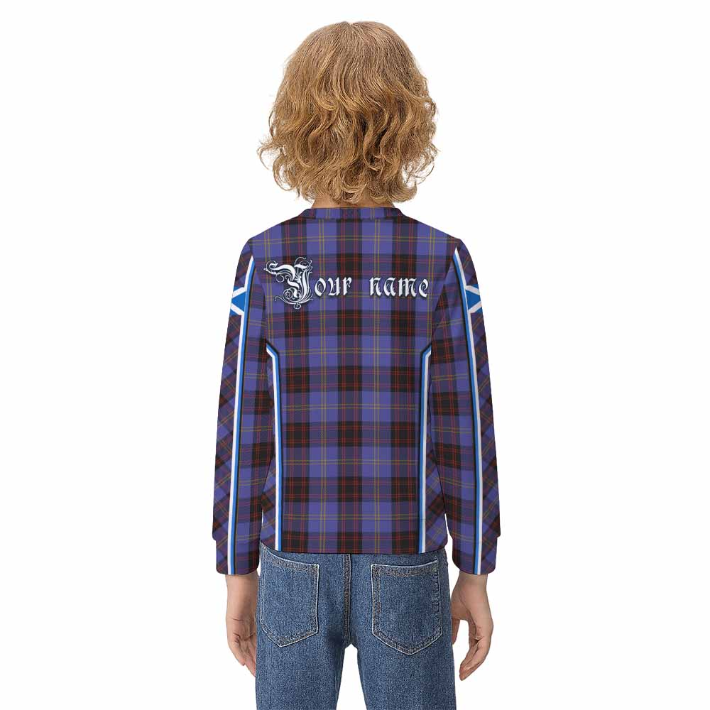 Rutherford Tartan Crest Kid Knitted Sweatshirt Scotland Coat of Arm Flag Style - Tartan Vibes Clothing