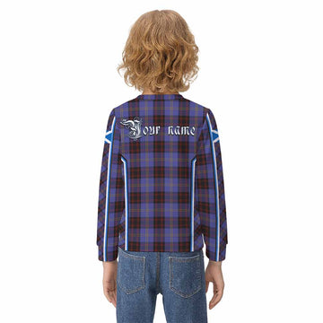 Rutherford Tartan Crest Kid Knitted Sweatshirt Scotland Coat of Arm Flag Style - Tartan Vibes Clothing