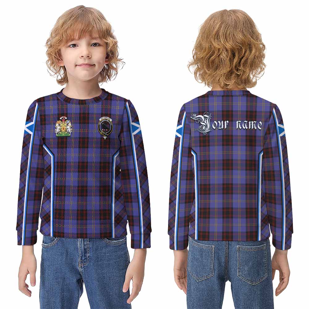 Rutherford Tartan Crest Kid Knitted Sweatshirt Scotland Coat of Arm Flag Style - Tartan Vibes Clothing