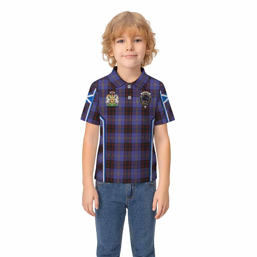 Rutherford Tartan Crest Kid Polo Shirt Scotland Coat of Arm Flag Style - Tartan Vibes Clothing