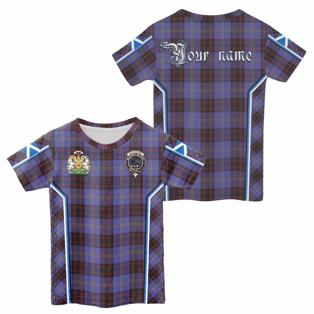 Rutherford Tartan Crest Kid T-shirt Scotland Coat of Arm Flag Style - Tartan Vibes Clothing