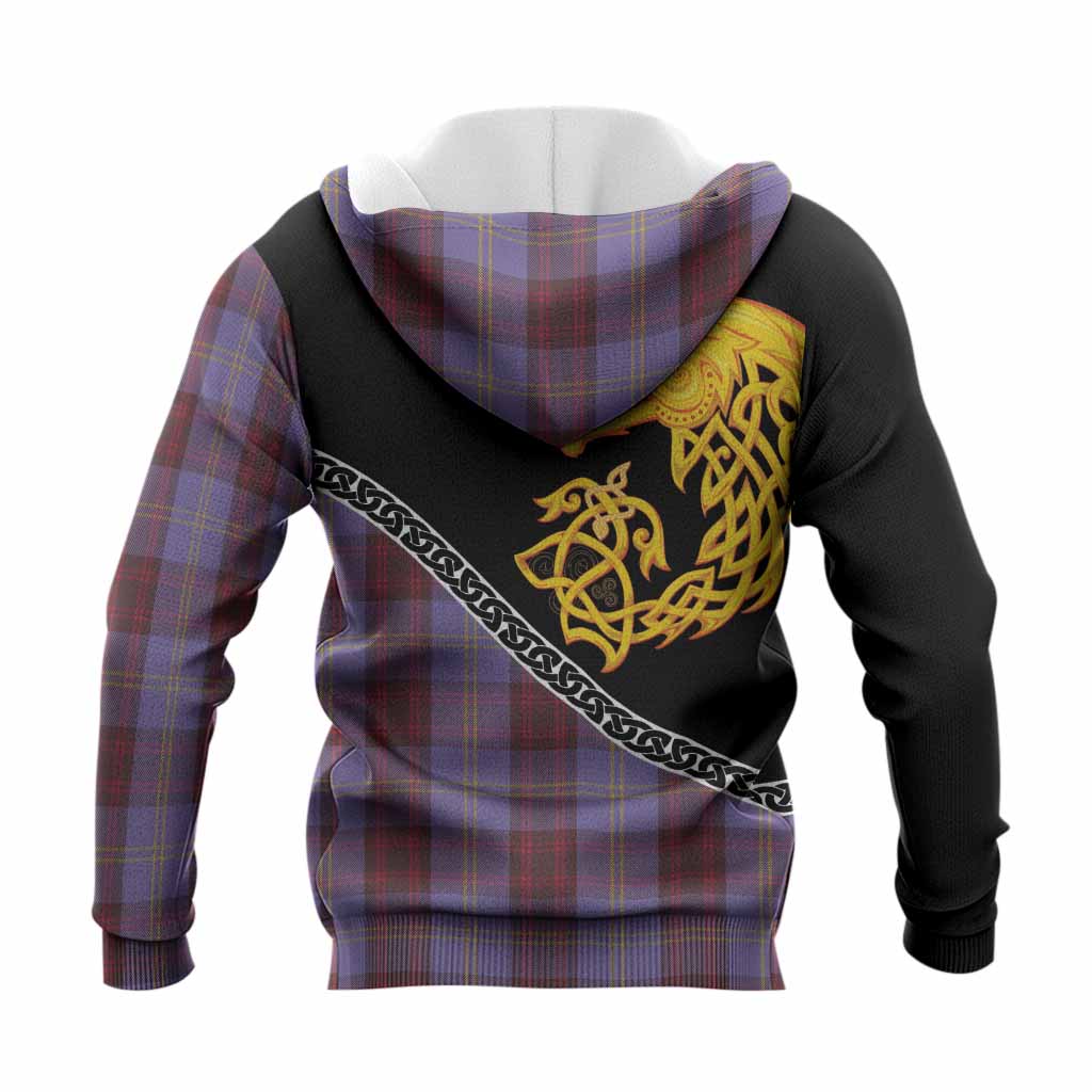 Rutherford Tartan Crest Knitted Hoodie Legendary Dragon Knot Half Style