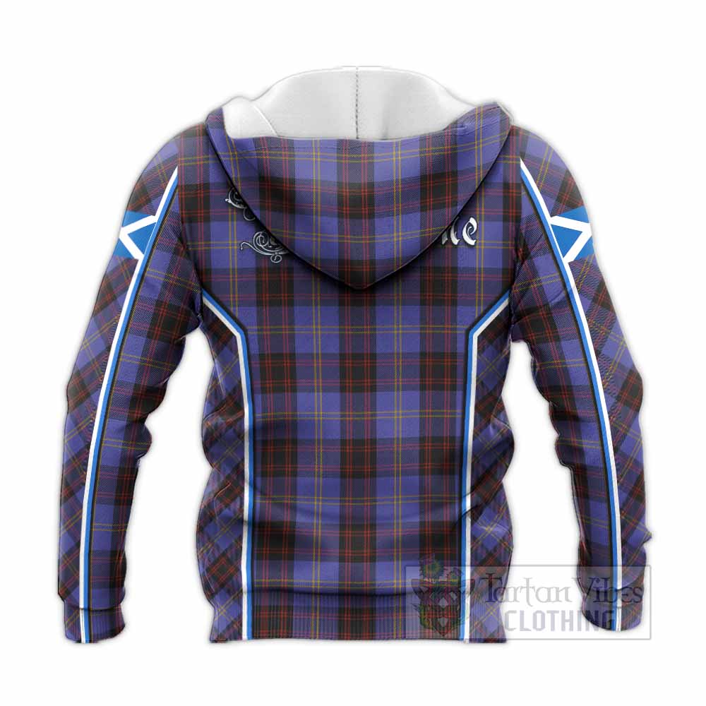 Rutherford Tartan Crest Knitted Hoodie Scotland Coat of Arm Flag Style - Tartan Vibes Clothing