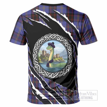 Rutherford Tartan Crest Loch Ness Monster T-Shirt Celtic Knot Nessie Art