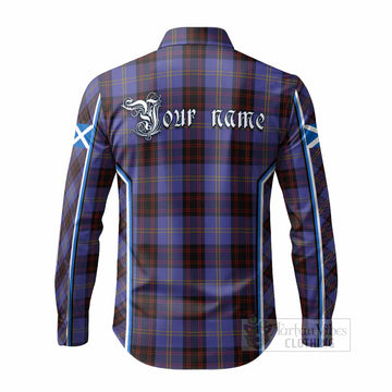 Rutherford Tartan Crest Long Sleeve Button Shirts Scotland Coat of Arm Flag Style