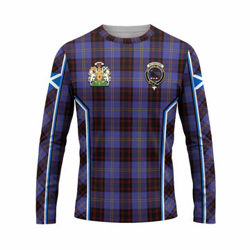 Rutherford Tartan Crest Long Sleeve T-Shirt Scotland Coat of Arm Flag Style - Tartan Vibes Clothing