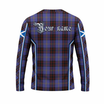 Rutherford Tartan Crest Long Sleeve T-Shirt Scotland Coat of Arm Flag Style - Tartan Vibes Clothing