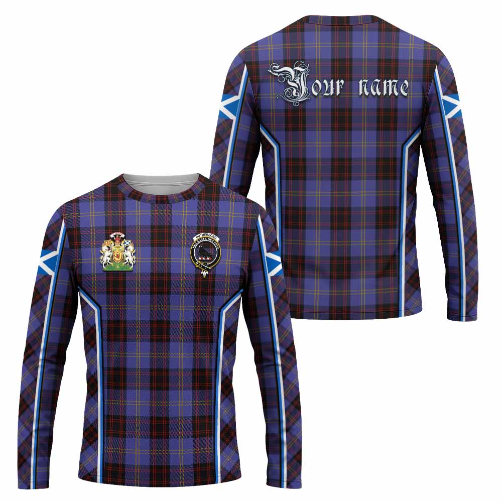 Rutherford Tartan Crest Long Sleeve T-Shirt Scotland Coat of Arm Flag Style - Tartan Vibes Clothing