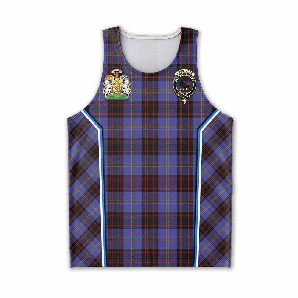 Rutherford Tartan Crest Men Tank Top Scotland Coat of Arm Flag Style - Tartan Vibes Clothing