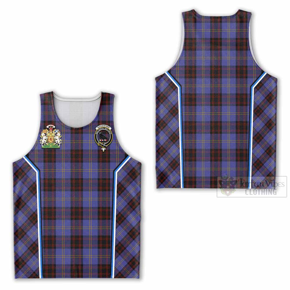 Rutherford Tartan Crest Men Tank Top Scotland Coat of Arm Flag Style - Tartan Vibes Clothing