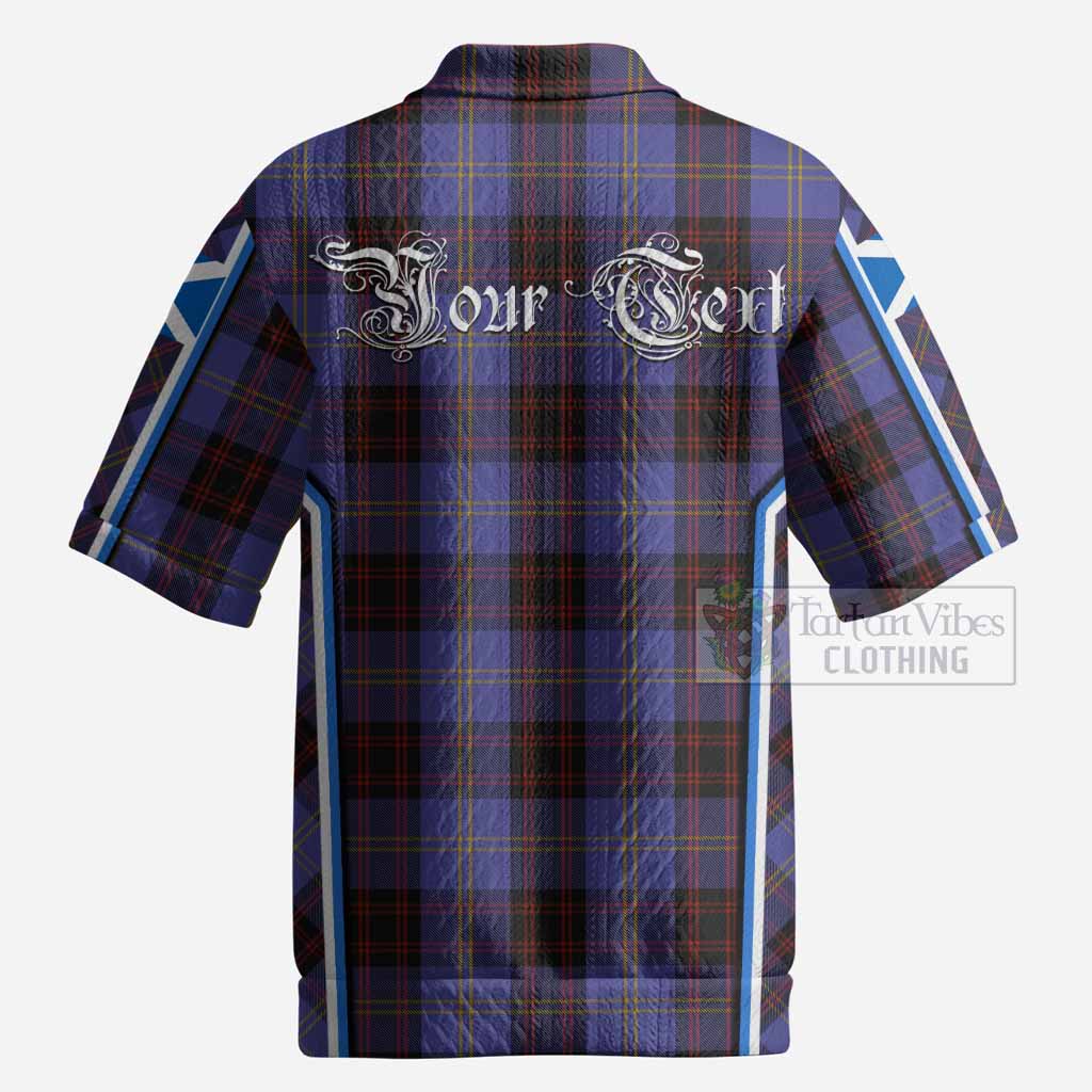 Rutherford Tartan Crest Men’s Polo Sweater Top Scotland Coat of Arm Flag Style