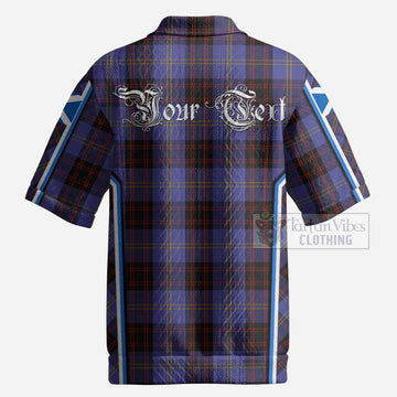Rutherford Tartan Crest Men’s Polo Sweater Top Scotland Coat of Arm Flag Style